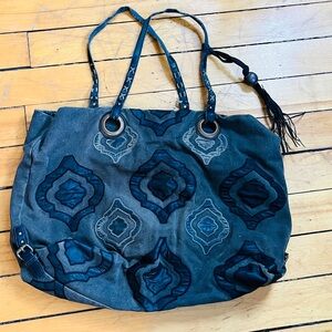 Lucky Brand Black and Gray Patterned Tote Bag